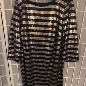 Black and gold sequence cocktail dress